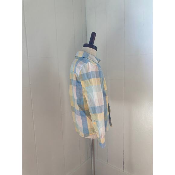 Oshkosh Yellow & Blue Checked Boys Buttondown, Size 5T - Picture 2 of 7